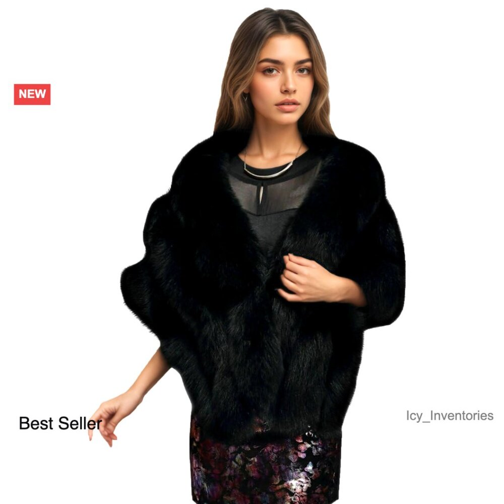 Luxury Faux Fur Shawl Wrap Elegant Wedding Party Evening Stole Chic